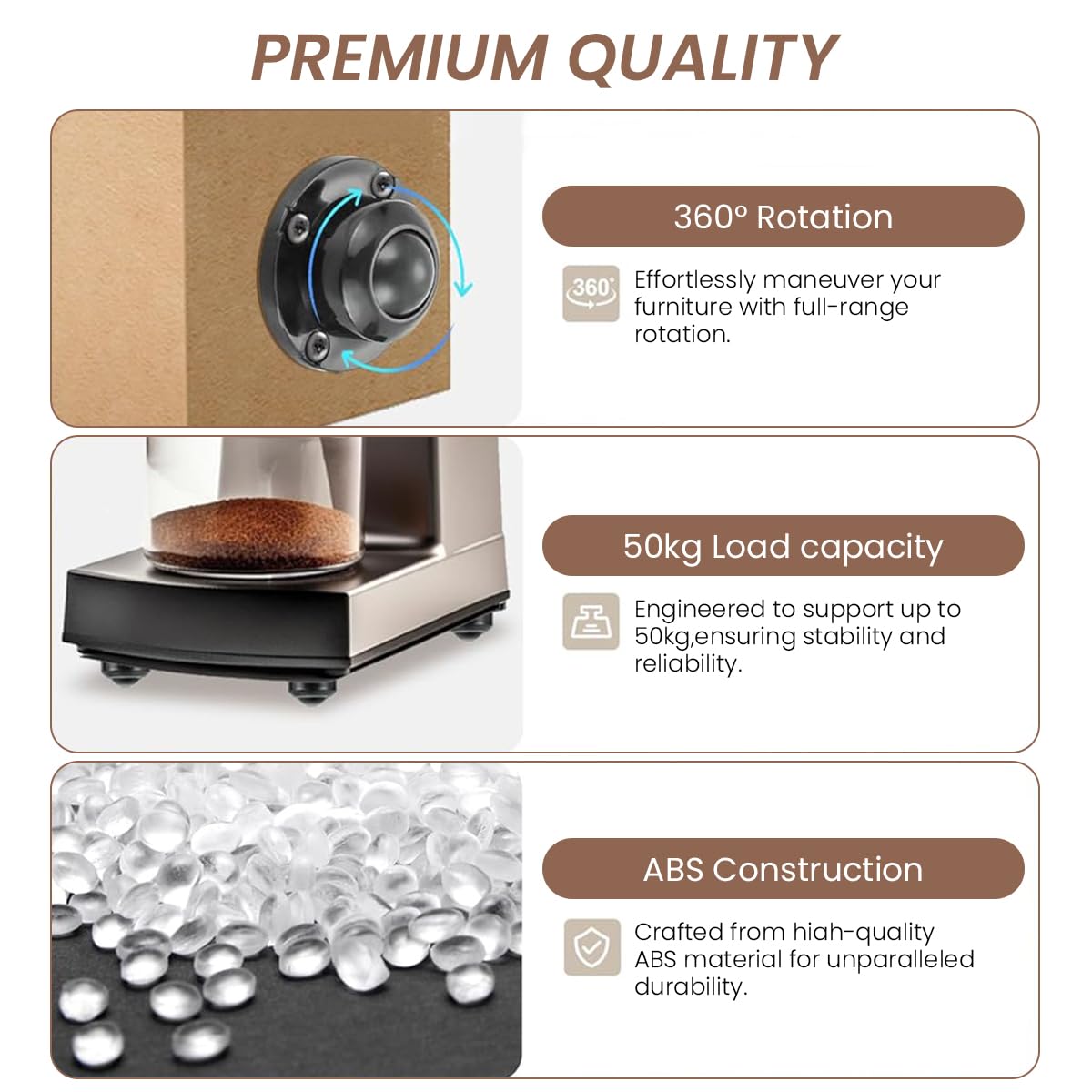 HASTHIP Caster Wheel Set for Small Appliance DIY Modification with 360 Swivel | 8PCS 200Kg Loading Capacity