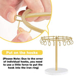 HASTHIP Metal Claw Clip Organizer for Vanity and Dresser with 16 Loop Hooks | Gold Display Stand