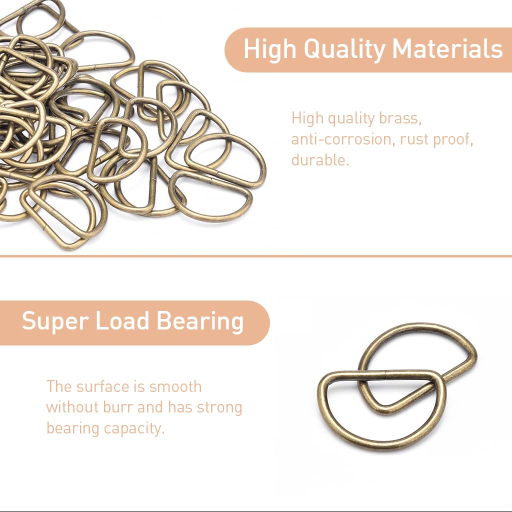 HASTHIP Metal D Rings for DIY Leather Crafting with Smooth Edges and 4 Colors | 40pcs Set