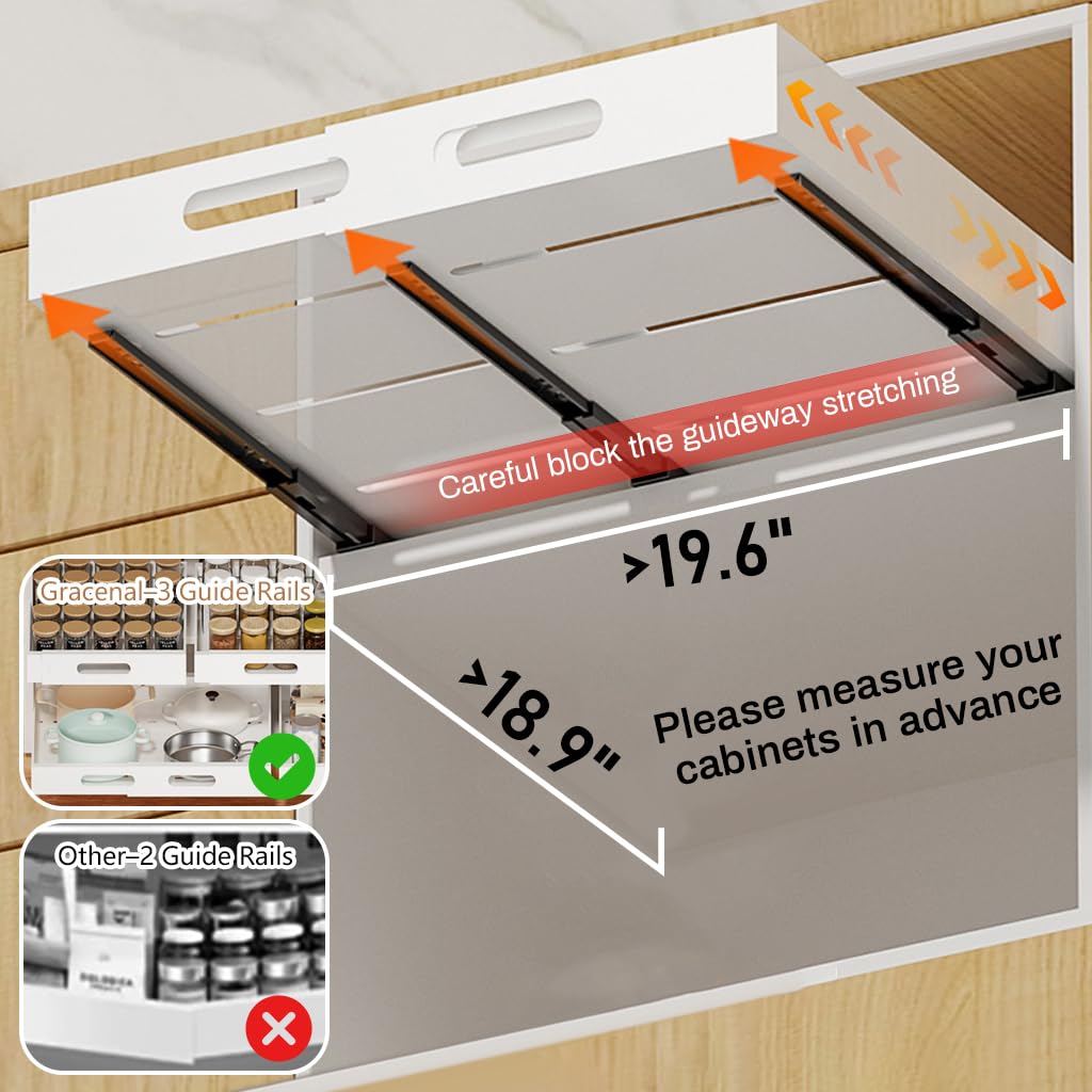 HASTHIP Pull Out Cabinet Organizer for Kitchen with 34–50cm Adjustable Rail | Carbon Steel 2PCS