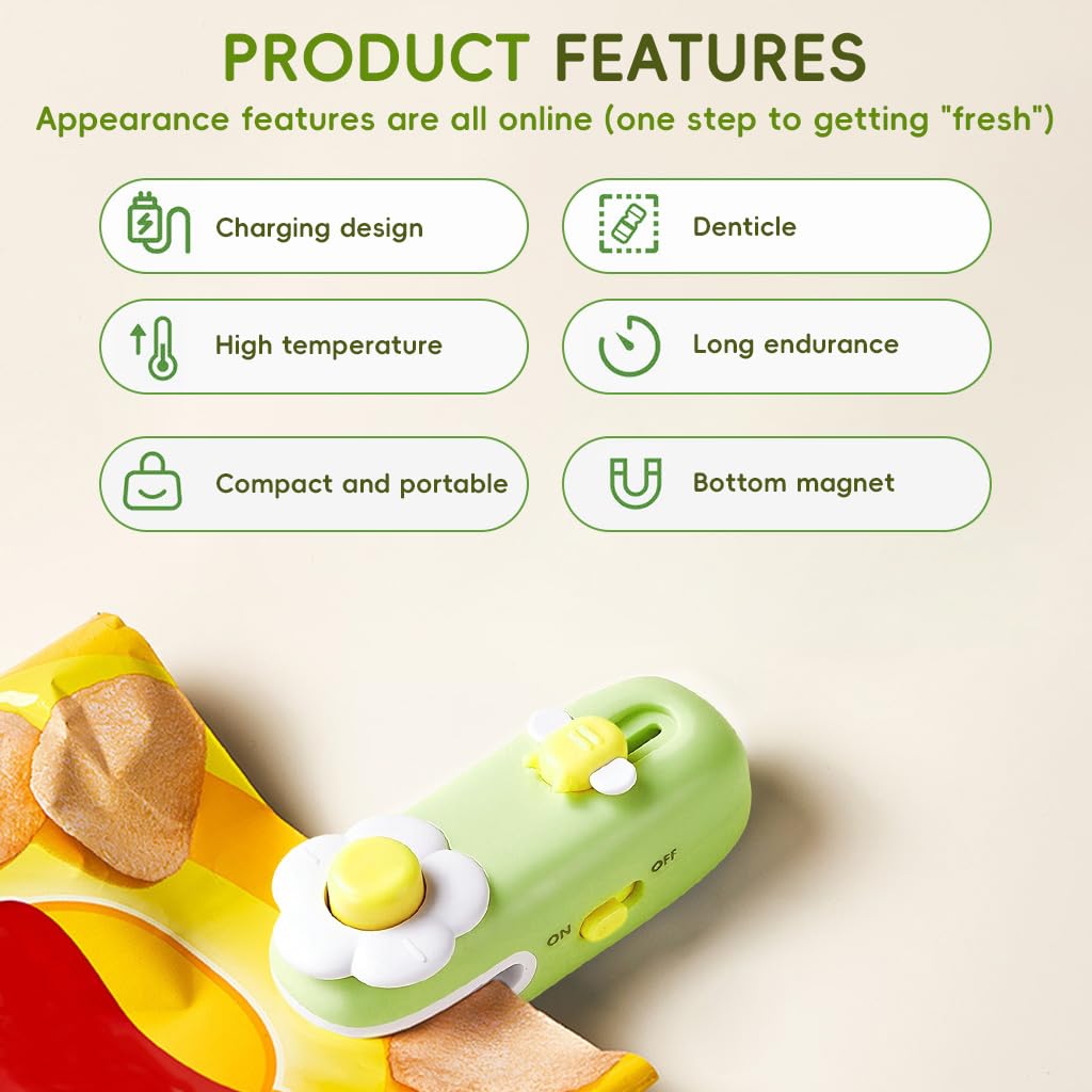 HASTHIP Mini Bag Sealer for Food Storage with Heat Sealing and Built In Cutter | USB Rechargeable