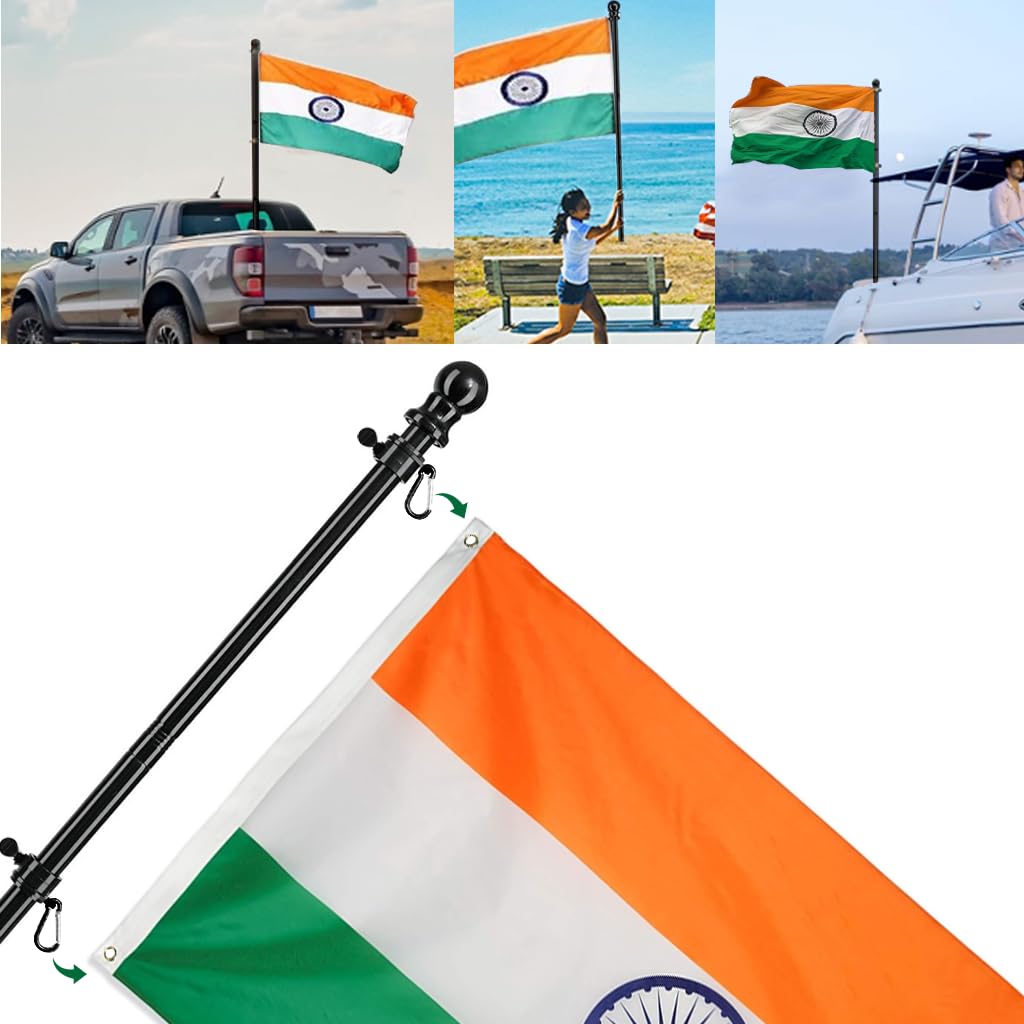 HASTHIP Flag Pole for Truck Hitch Mount with 116.5 cm Telescoping Rod & 360° Tangle-Free Design