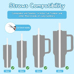 HASTHIP Straws for Stanley Cup with 12PCS 12.2 in Reusable PE Design and Cloud Caps | Cleaning Brush Included