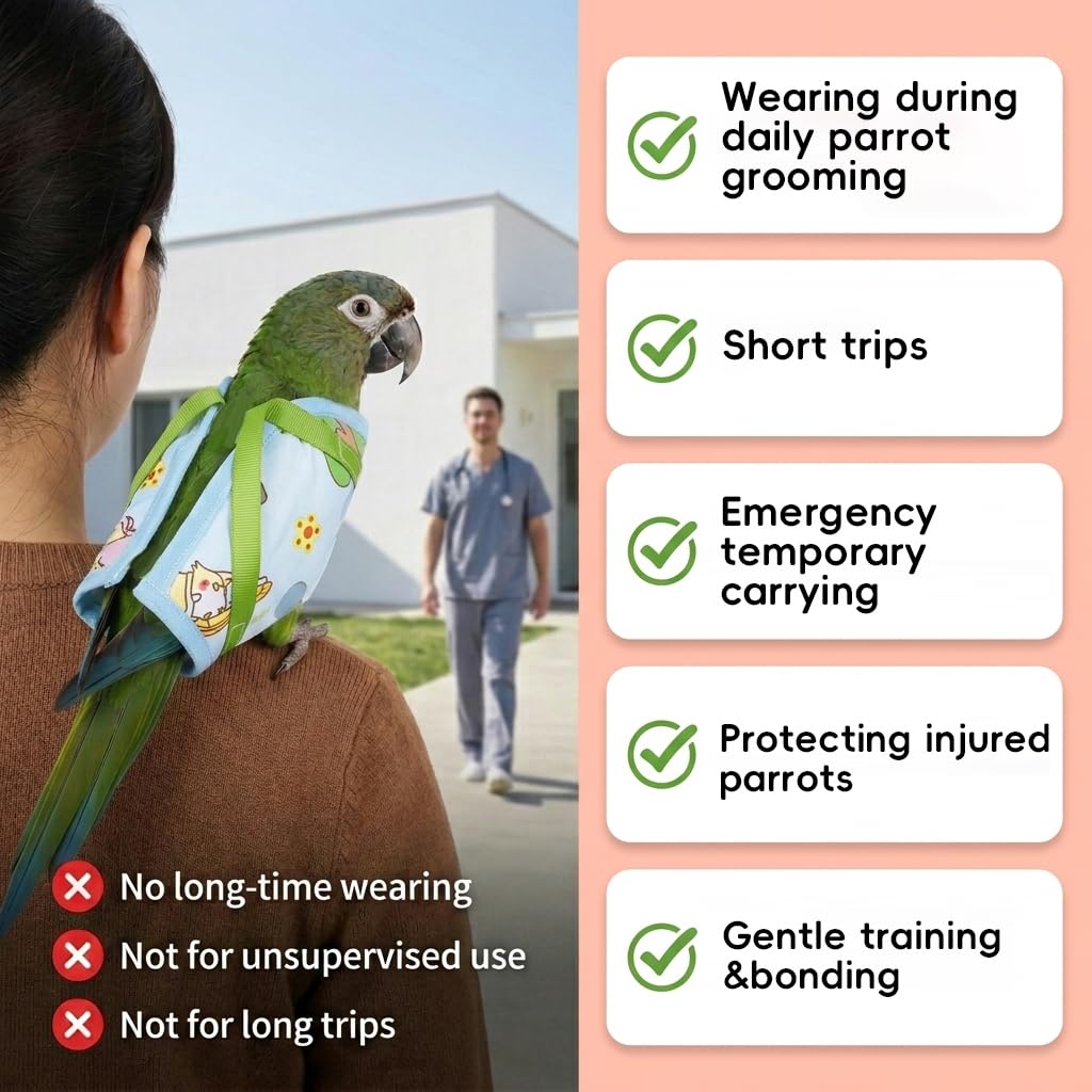 HASTHIP Escape Proof Bird Carrier Harness Bag for Parakeets & Lovebirds XL