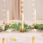 HASTHIP Candle Holder Stand for Dining Table Decoration with 2Pcs Metal Golden Pillars | Minimalist Tealight and Taper Design