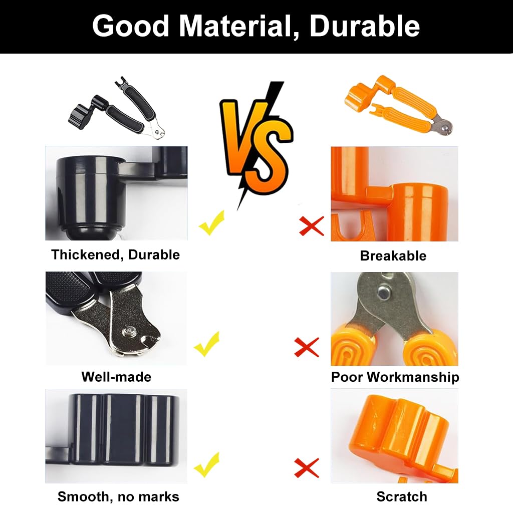 HASTHIP Guitar Tuning Peg Removal Tool for String Changes with 3 in 1 Winder and Cutter | Metal and ABS Construction