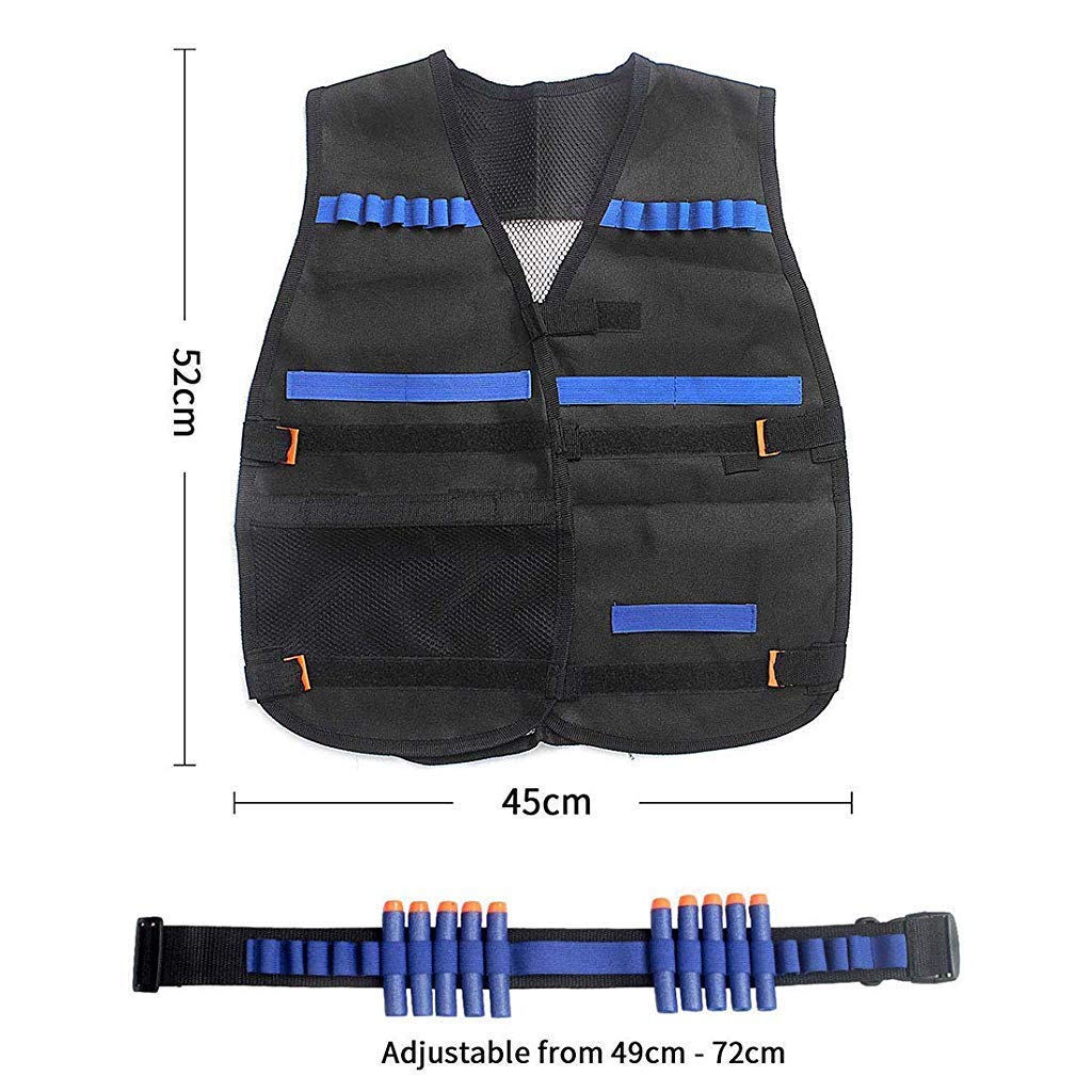 Tactical Vest Kit Compatible With Nerf Guns N-Strike Elite Series Protective Glasses -Blue (1Set), Kid