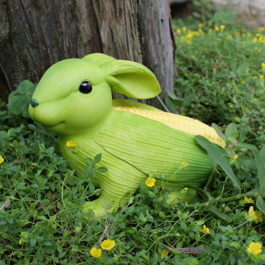 HASTHIP Miniature Garden Decor for Dollhouse and Plant Pots featuring Green Corn Bunny Figurine | Resin Home Decoration Gift