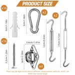 HASTHIP Sun Shade Sail Hardware Kit for Square and Rectangle Canopies with 2 Turnbuckles and 304 Stainless Steel Components