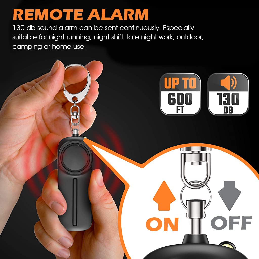 Supvox® Safety Gadgets for Self Defence, Safety Siren Keychain Loud Alarm for Women's Protection, 130 dB Loud Safety Siren Whistle with LED Light for Men, Children, Elderly, Without Battery (Black)