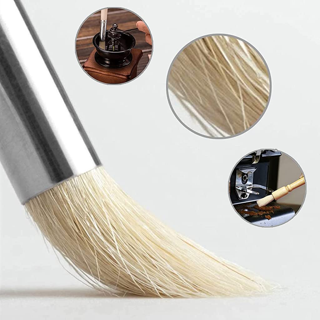 Coffee Brush Set, Professional Espresso Brush Kit, Include Wooden Coffee Grinder Machine Cleaning Brush and Nylon Espresso Brush for Coffee Machine Group Head (5Pcs)