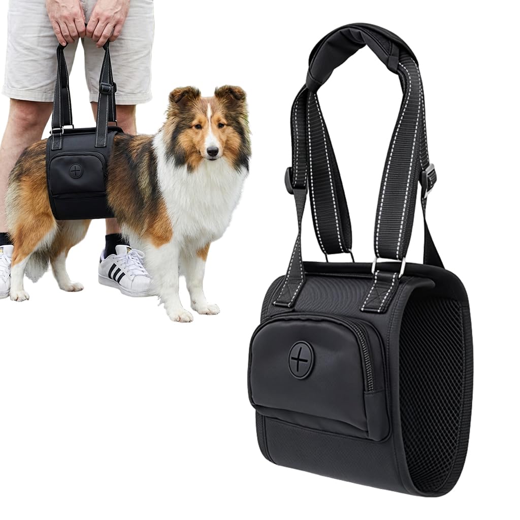 HASTHIP® Dog Lift Harness for Large Dogs,Adjustable Support Sling for Back Legs,Portable Dog Carrier Senior Injured or Disabled Pets Hip and Rear Leg Aid Recovery and Mobility – Black M