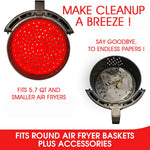 HASTHIP Reusable Silicone Air Fryer Liners for 8 Inch Fryers with Even Heat Holes | 2 Pack Red and Black