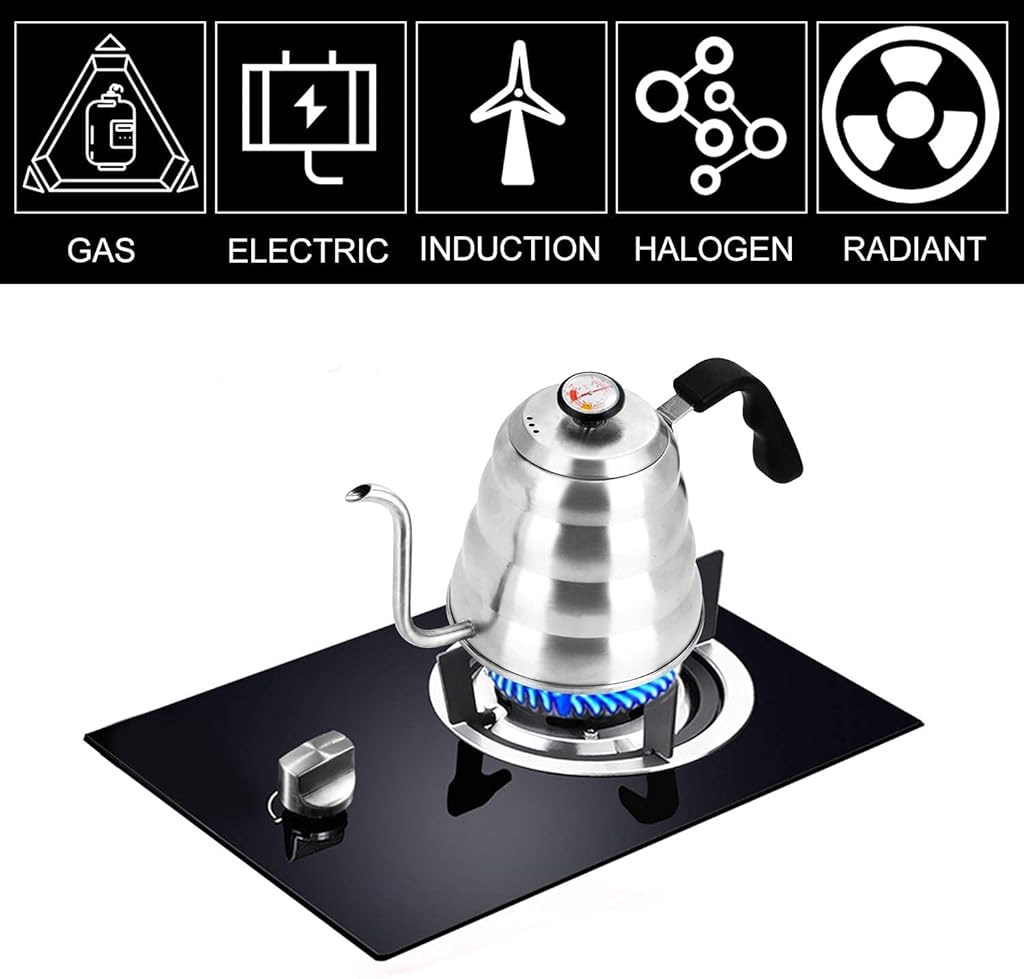 HASTHIP® Pour Over Coffee Kettle Gooseneck Kettle for Coffee Tea with Thermometer Premium 3-Layer Stainless Steel Bottom Maker Tea Pot Update Triple Layered Base for All Stovetops 40 floz/1200ml