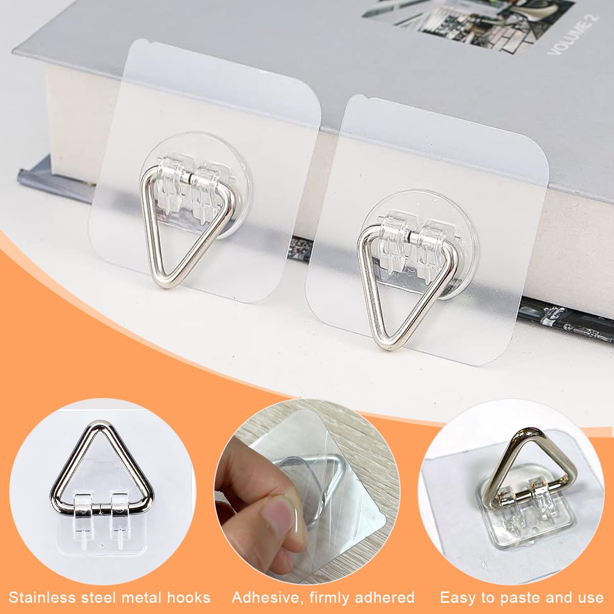 HASTHIP Wall Plate Hanger for Displaying Decorative Plates with 40PCS 2.4 in Triangle Stainless Steel Hooks