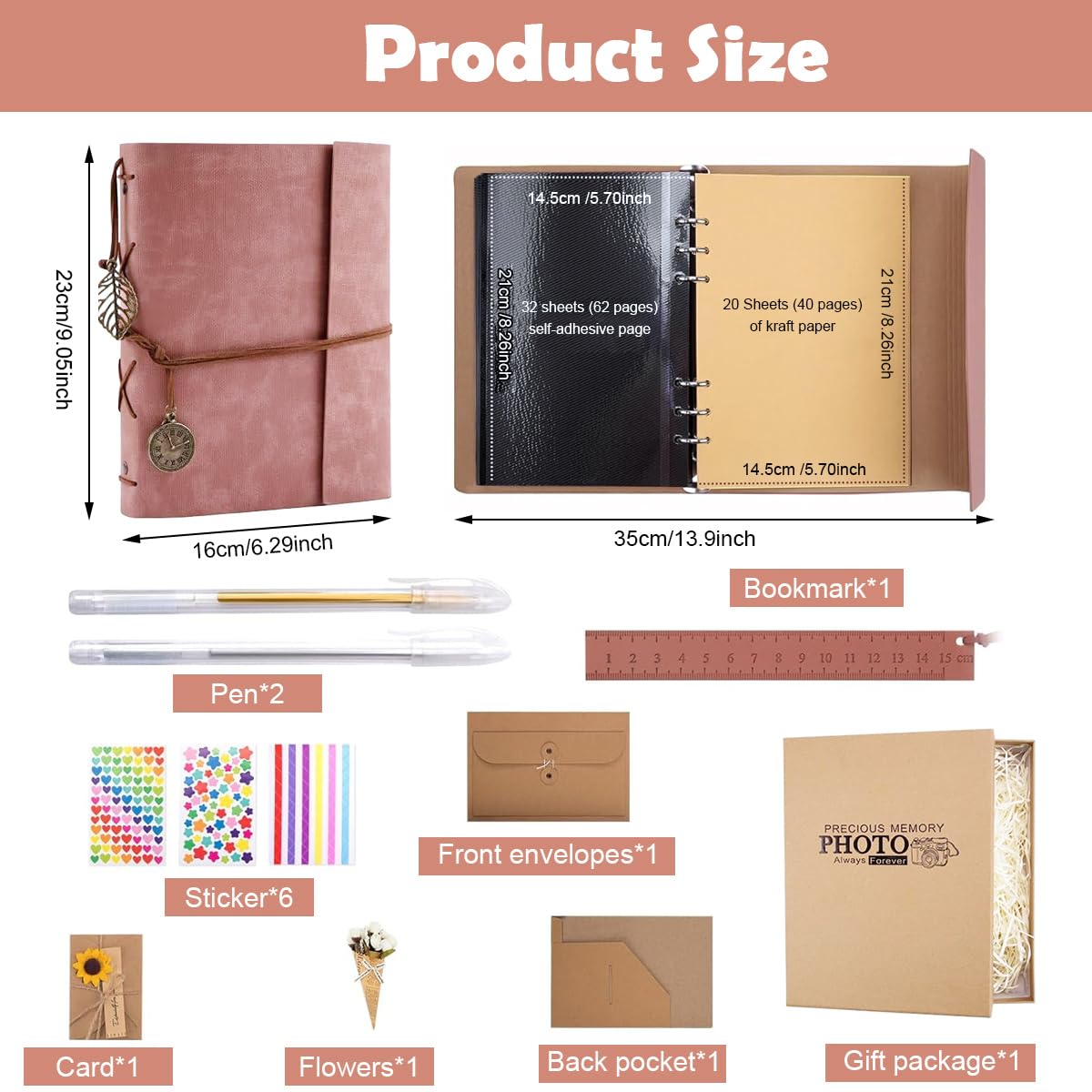 HASTHIP Photo Album Kit for DIY Scrapbooking with 52 Sheets PU Leather Cover | Wedding Memory Book