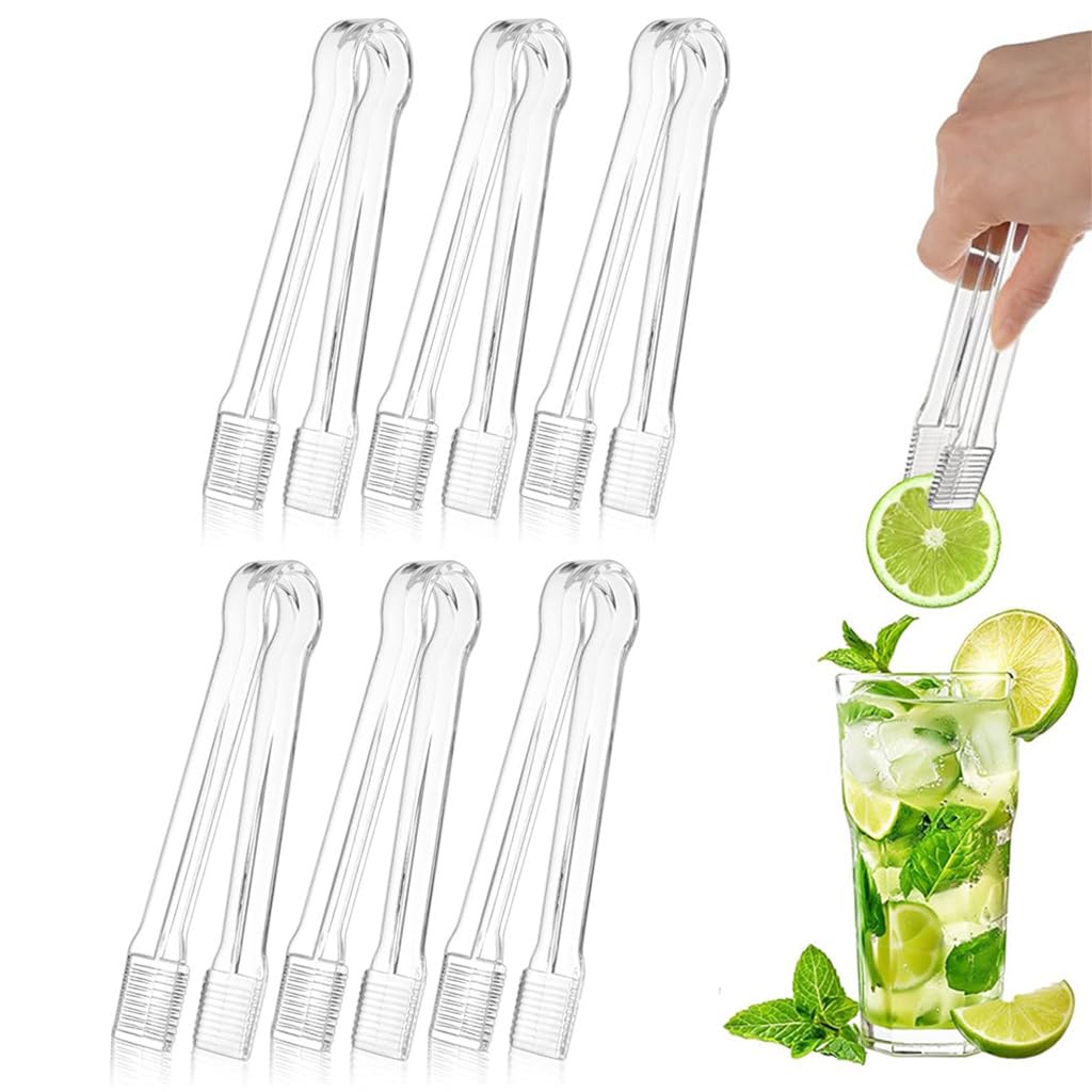 HASTHIP® 6.7'' Ice Tongs - Double Sided Plastic Tongs for Kitchen Sushi Tong Dessert Tong, Double Sided Anti-Slip Tips, Safe Acrylic Food Tonges for Party, Gathering, Club
