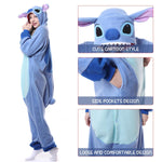 HASTHIP® Sleeping Pajamas for Teens & Adults Cute Stitch Flannel Sleeping Pajamas Stitch Cosplay Hoodie Pajamas Sleeping Pajamas Soft Plush Sleeping Pajamas for Sleepovers Pajamas Party, M