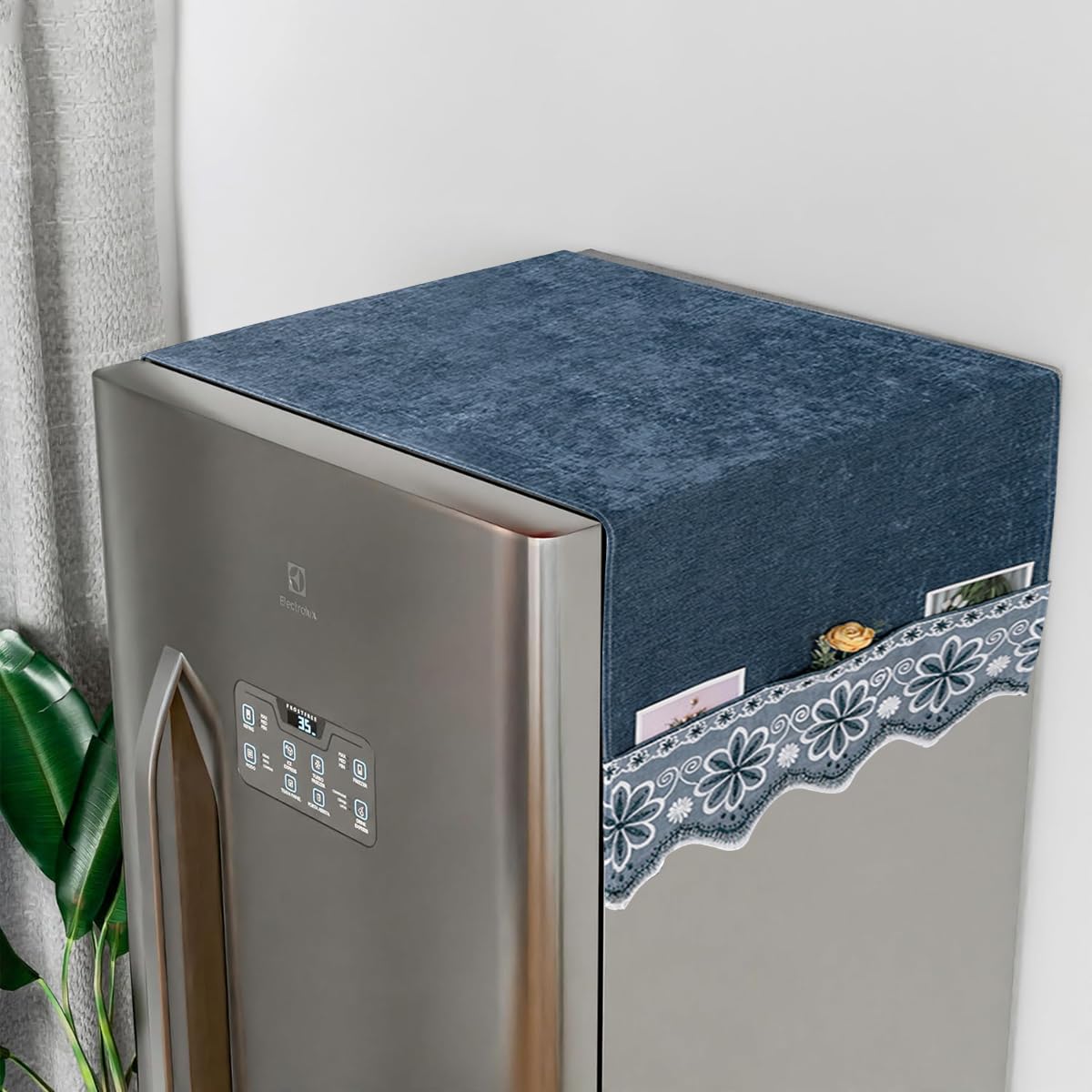 HASTHIP Fridge Cover for Top Single Door with Side Pockets 50x130cm PVC Dust Proof | Decorative Kitchen Organizer