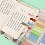 HASTHIP Sticky Tabs for Notebook and Books featuring 600 pcs Set with Ruler PET Material | Morandi Color Index Flags for Office Stationery