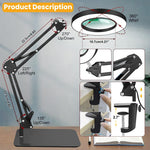 HASTHIP Magnifying Glass with Light for Reading and Crafts featuring 10X Lens and 2-in-1 Clamp Stand | 5 Color Modes Adjustable Lamp