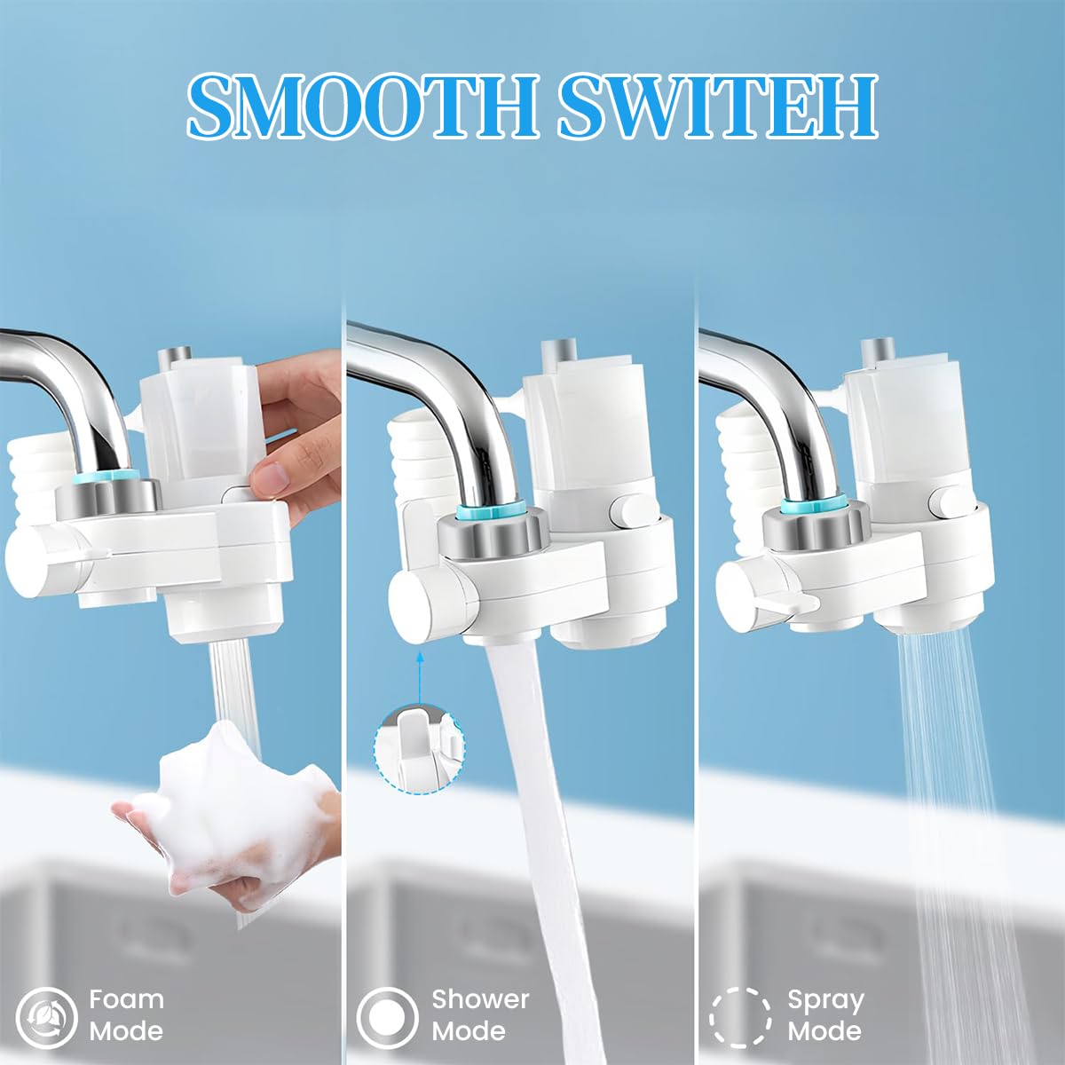 HASTHIP Kitchen Sink Faucet with 360° Flexible Dual Sprayer and Refillable Soap Dispenser | One Button Auto Mixing Design for Easy Cleaning