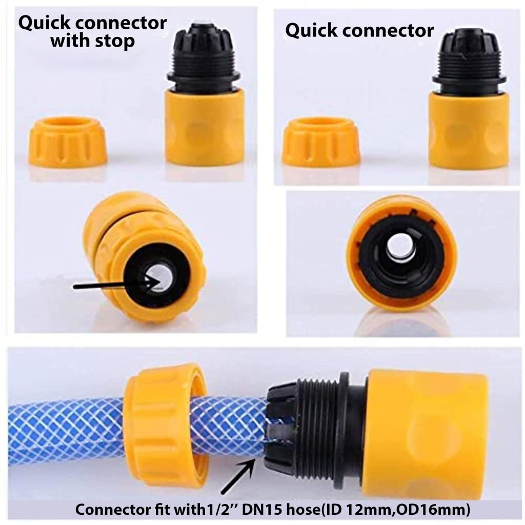 HASTHIP Hose Quick Connectors for Garden Watering with Waterstop Feature | 3Pcs ABS Set