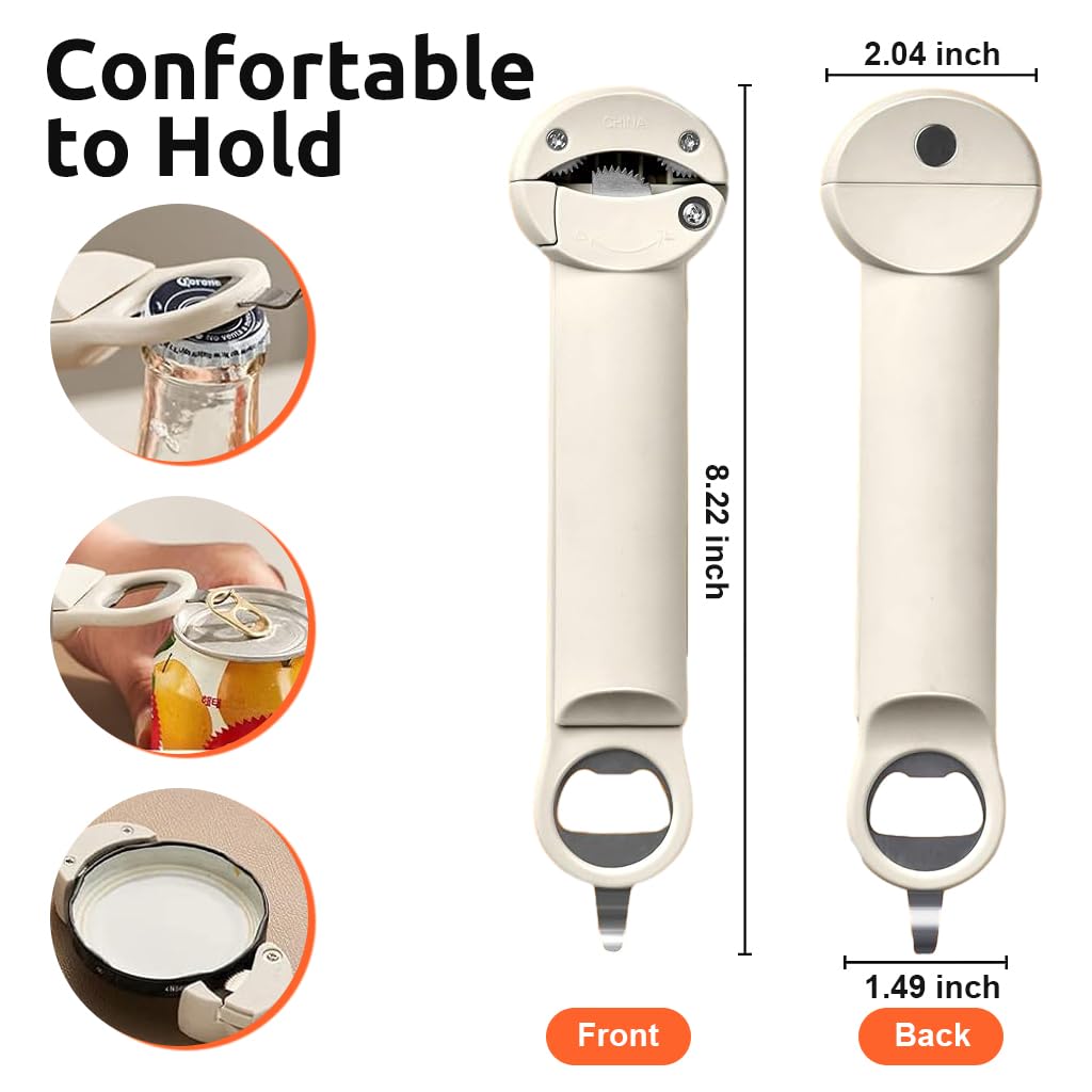 HASTHIP® Jar Opener - Multifunctional Retractable Bottle Opener, Adjustable Multifunctional Stainless Steel Can Opener for Jars Up to 3.75", Labor-Saving Bottle Opener with Stainless Steel Gear