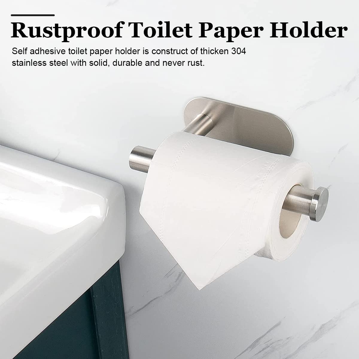 HASTHIP Toilet Paper Holder for Bathroom and Kitchen featuring Screw Tightened Bracket | 16×4.5×8.2 cm 304 Stainless Steel Chrome Finish