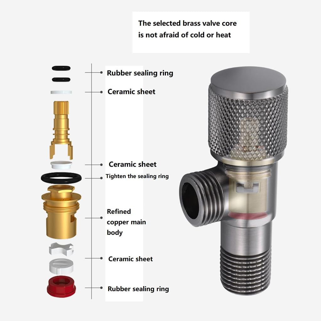 HASTHIP Angle Valve 1/2 Inch for Bathroom and Kitchen Water Supply with Self-Sealing Glue | Brass Leak-Proof Construction