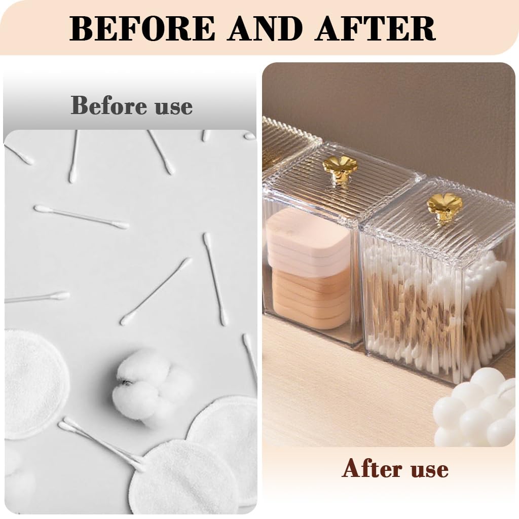 HASTHIP Clear Acrylic Storage Box for Makeup Essentials with Lids 9.5x8.4cm | Dustproof Dispenser