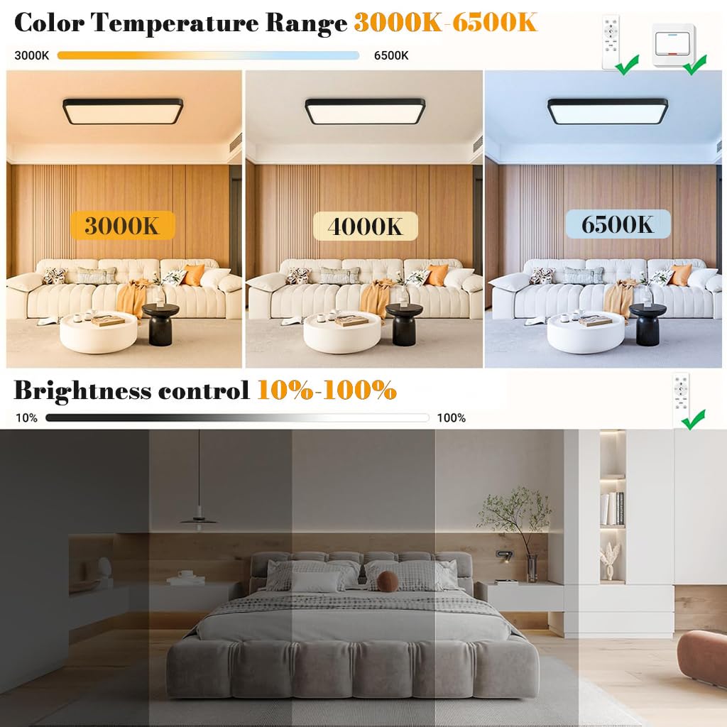 Hasthip 48W LED Ceiling Light with Remote Control & Dimmable Design