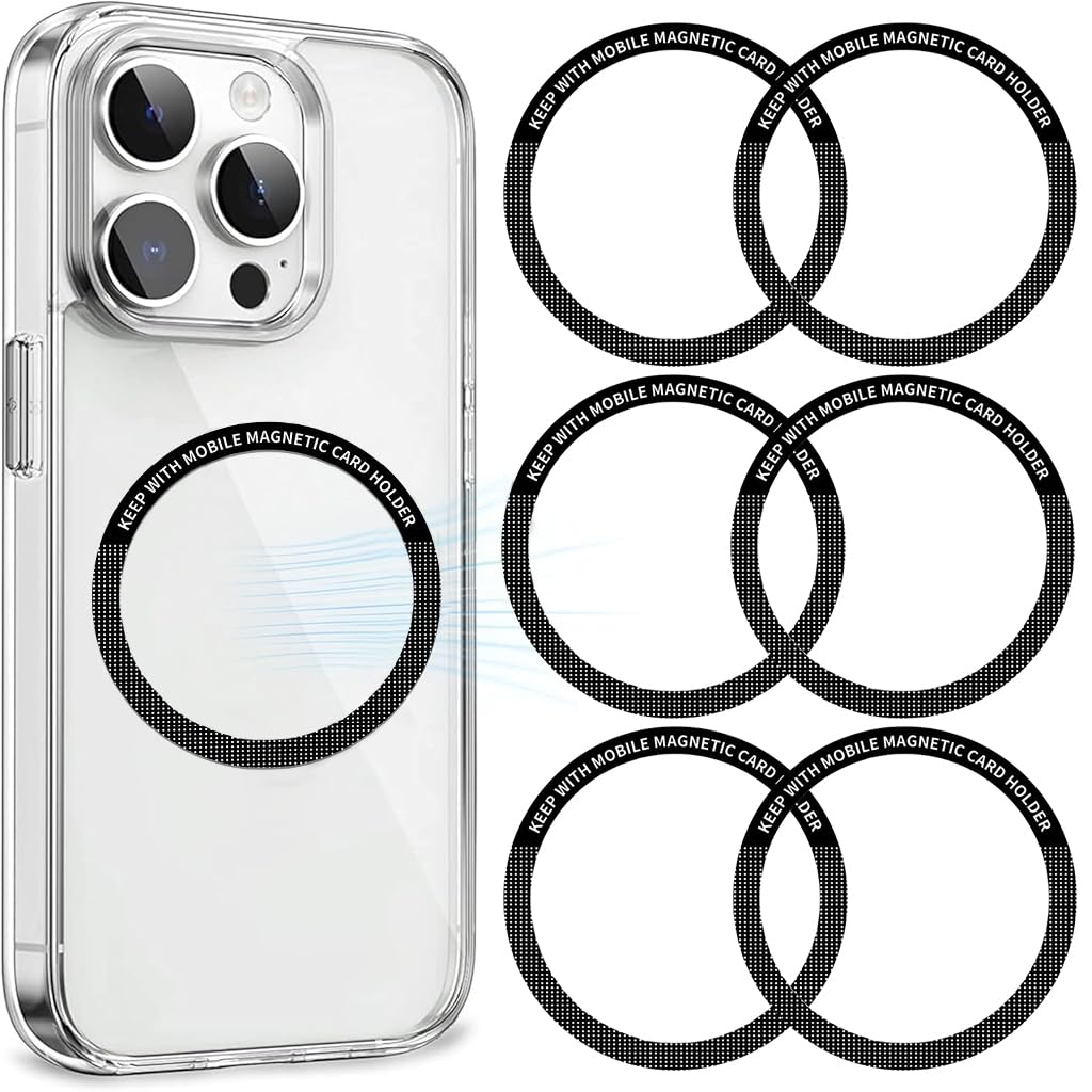 HASTHIP® 6Pcs Magnetic Alignment Rings, 55mm Dia Slim Adhesive Magnetic Rings, Adhesive Magnet for Phone Grip, Phone Holder