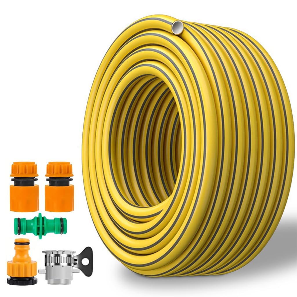 HASTHIP® 50ft Heavy Duty Garden Hose, 1/2in Garden Hose Pipe, Reinforced Flexible Kink Resistant Hose for Yard Lawn Garden Watering