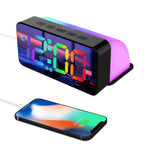 HASTHIP LED Digital Alarm Clock with 14 RGB Color Screen and Dual Alarm | USB Rechargeable Folding Nightlight
