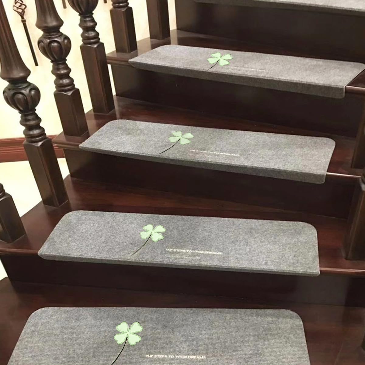 HASTHIP Luminous Stair Mat for Home Safety featuring Glow in Dark Clover Design 55 x 22cm