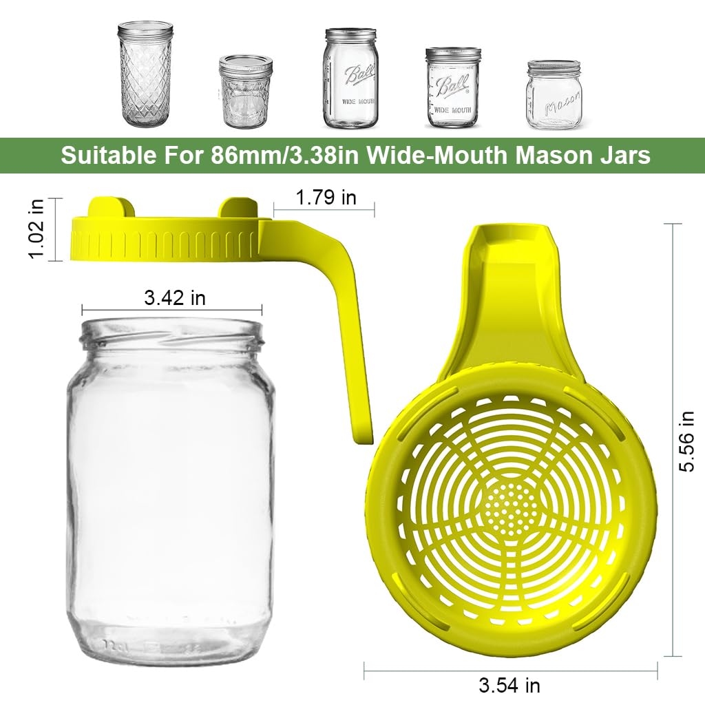 HASTHIP Sprouting Mason Jar for Homemade Edible Seeds with 32 oz Glass Body and Ventilated Mesh Lid | Includes PP Handle