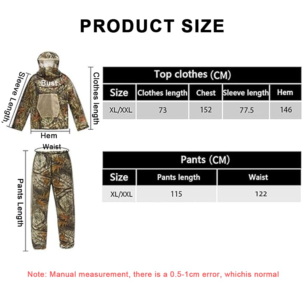 HASTHIP Bee Suit for Camping and Jungle Work with Ventilated Hood | Woodland Camo XL XXL
