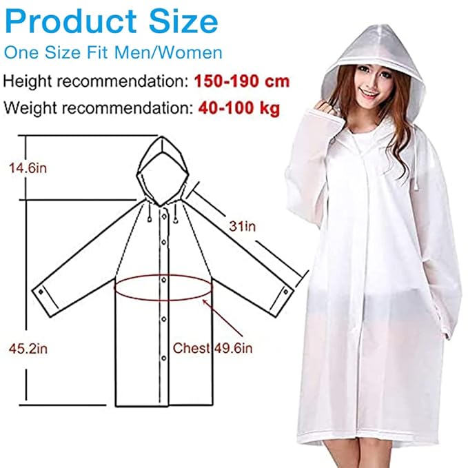 HASTHIP® 2 Pack Ponchos Impermeables Reutilizables para Hombres y Mujeres, Chubasqueros EVA con Capucha, Impermeables para Camping, Senderismo, Festival de Música y Actividades al Aire Libre