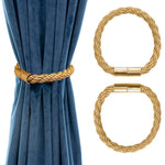 HASTHIP Brass Curtain Clips for Drapes with Strong Magnetic Hold 2 Pieces Gold | No Hook Needed