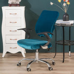 HASTHIP Seat Cover for Chair with 2 Piece Set featuring Elastic Edge Velvet Fabric Aqua Blue