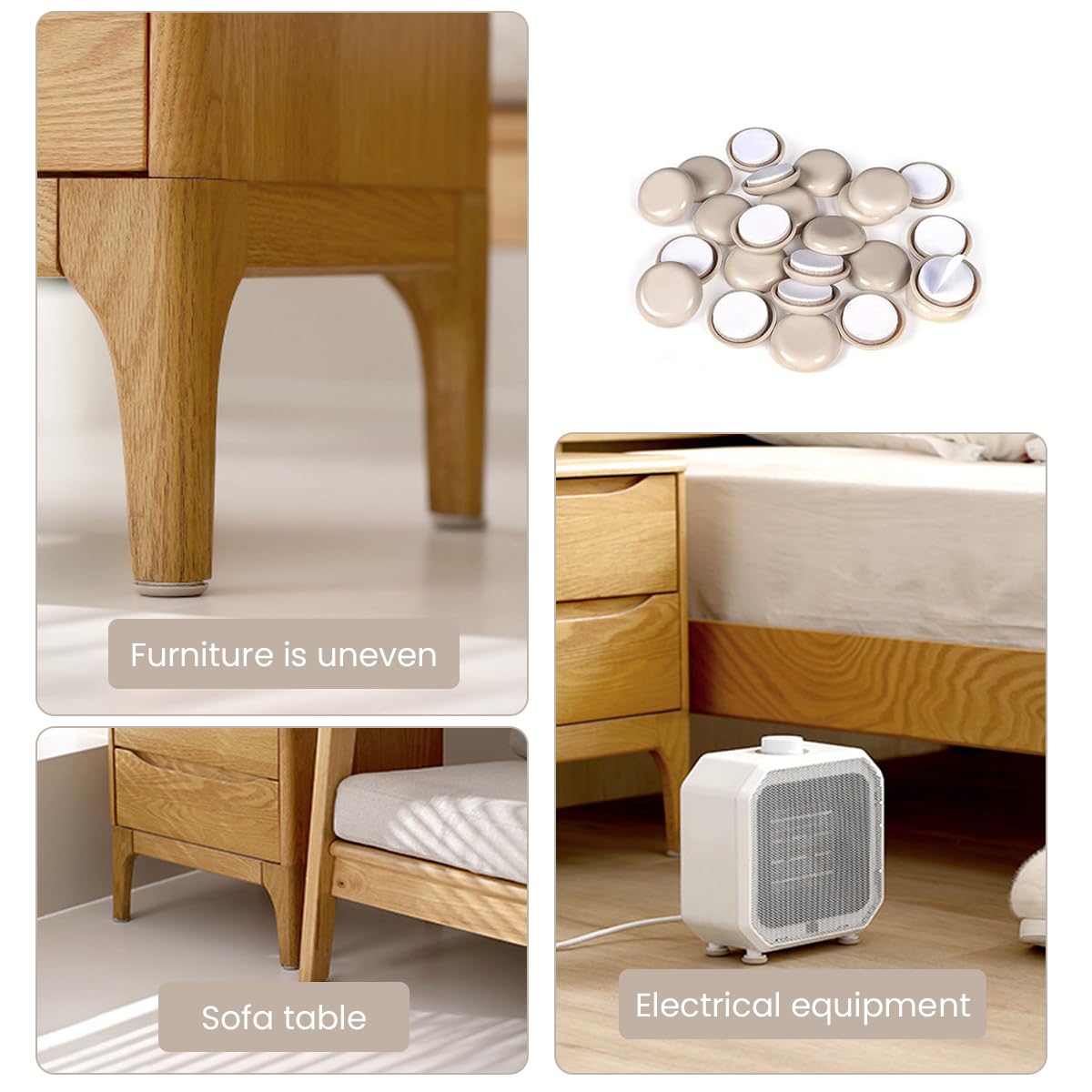 HASTHIP Furniture Sliders for Carpet with Self Stick EVA Foam Adhesive | 24 pcs 1 inch Felt Glides