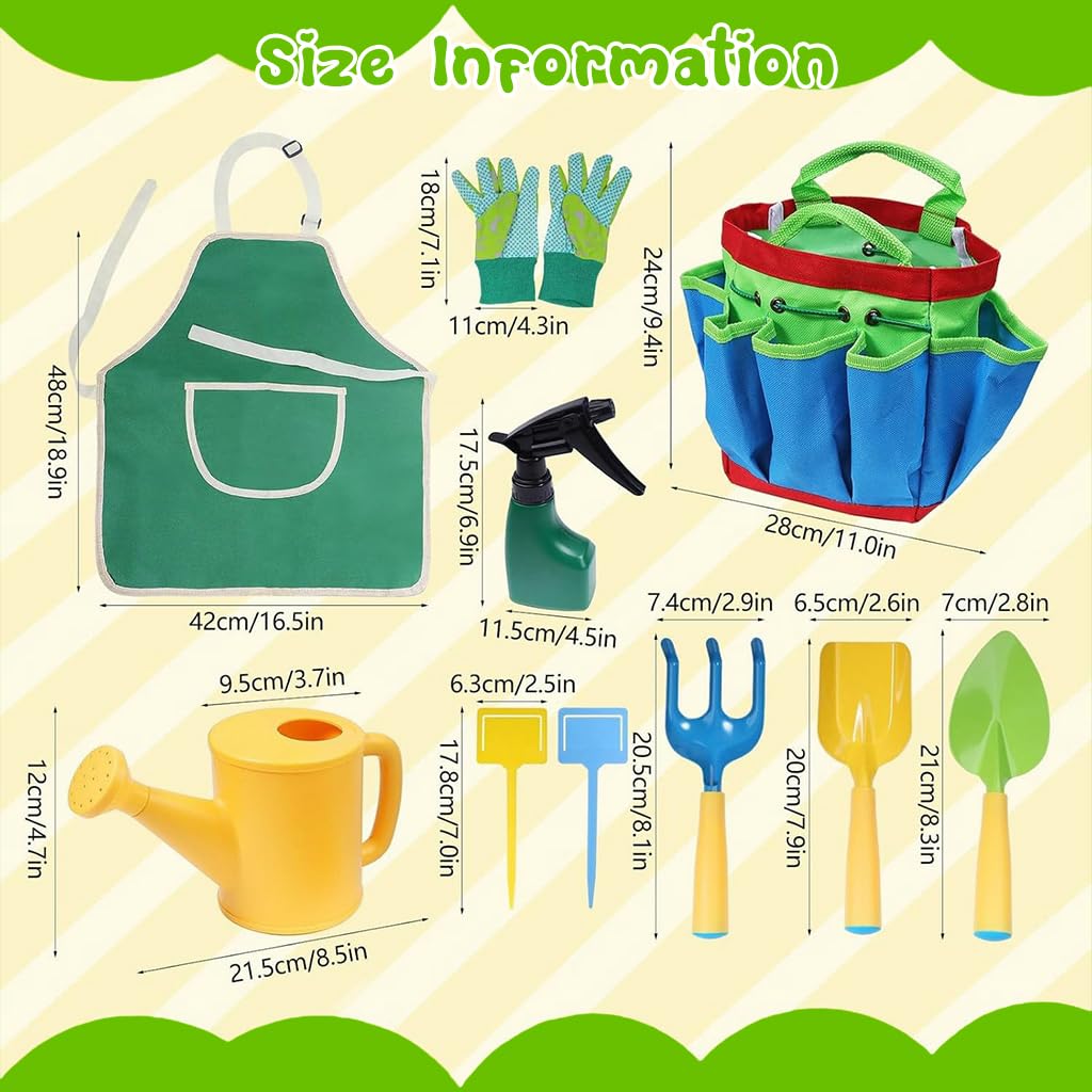 HASTHIP Kids Gardening Tools Kit for Outdoor Play featuring 9 Pieces and Tool Bag | Child Safe Plastic Set