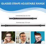 HASTHIP Eyeglasses Straps for Outdoor and Daily Use featuring Adjustable 23–40cm Elastic Holders | 3pcs Black Set for Adults