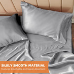 HASTHIP Satin Bedsheet King Size with 2 Pillow Covers featuring 450TC Fabric 270cm x 246cm Grey