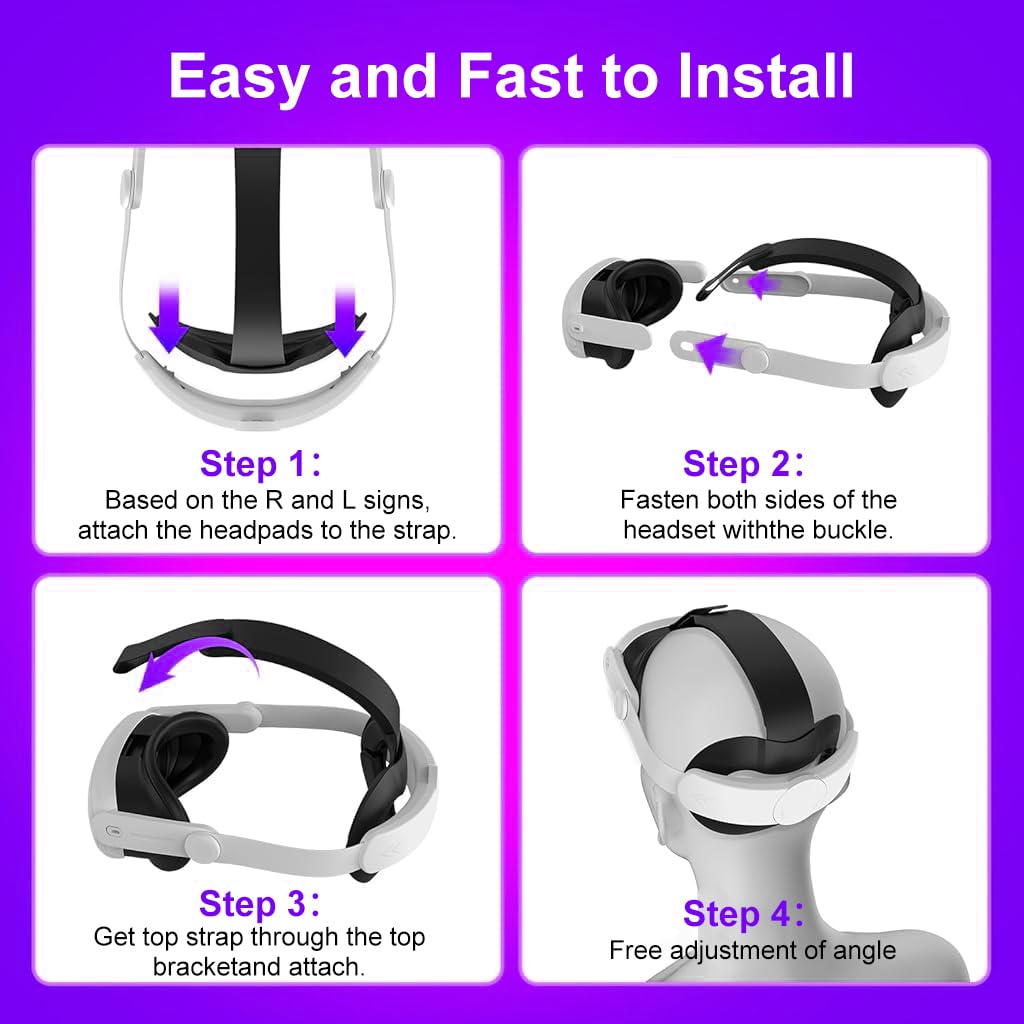 HASTHIP® Correa Elite Ajustable para Meta Quest 3/3S, Reemplazo Ligero y Ergonómico de Alta Durabilidad, Accesorio de Realidad Virtual Compatible (No Incluye Casco VR)