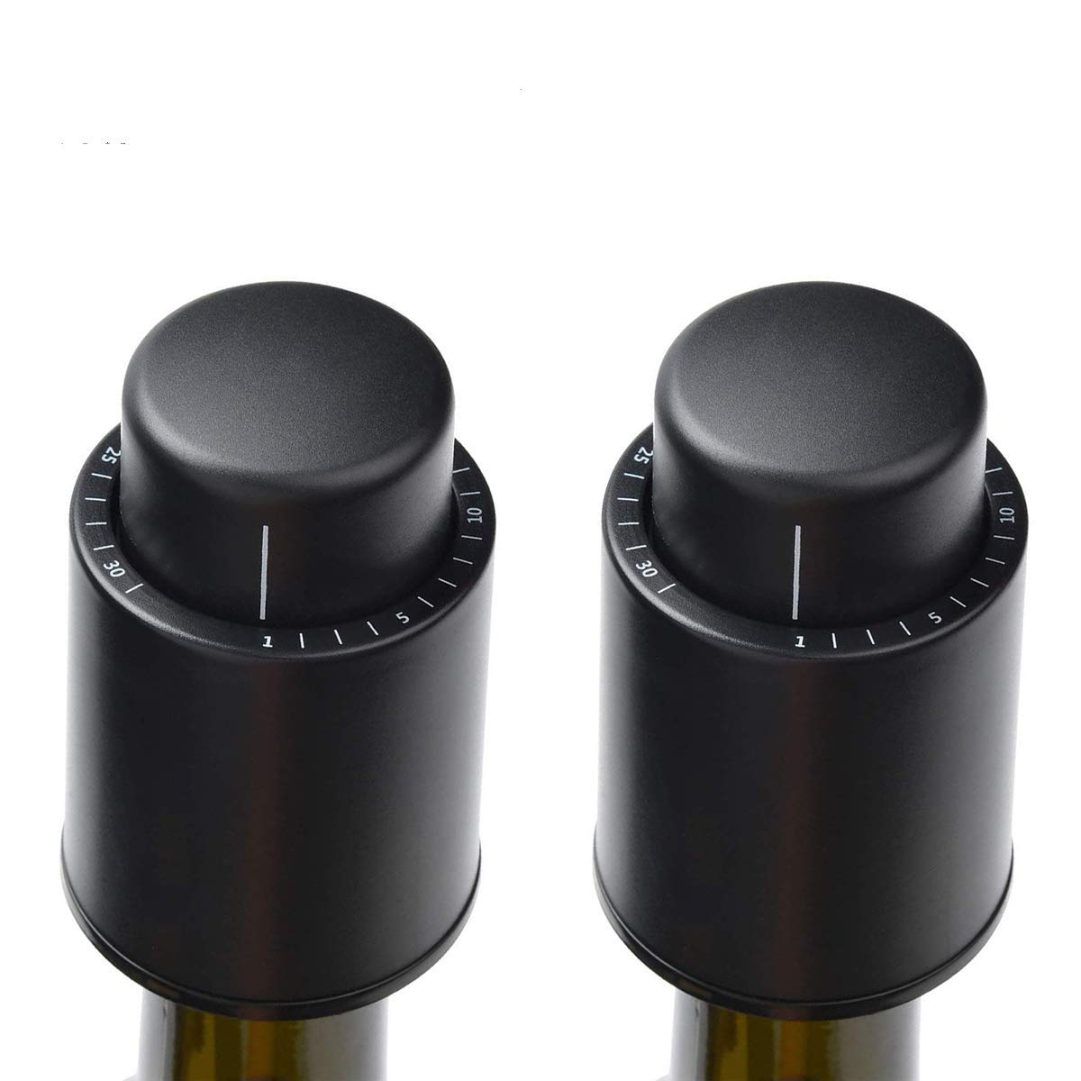 2 PCS Vacuum Wine Bottle Stopper with Date Record, Vacuum Champagne Stoppers, Reusable Wine Preserver Bottle Saver, Wine Corks Keep Fresh,Gifts for Wine Lovers for Christmas Birthday