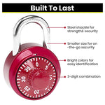 HASTHIP® Locker Lock Combination Padlock - 40mm Diameter Heavy Duty Anti-Cut Metal Lock, Metal Indoor Dial Lock for Gym, Gate, Locker & Cabinet (Red)