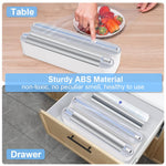 HASTHIP Magnetic Food Wrap Dispenser with Dual Hidden Blades and Sliding Cutter | White 3 in 1 Foil Paper Holder for Cling Film Tin Foil and Wax Paper