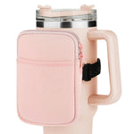 HASTHIP Water Bottle Pouch for Gym and Outdoor Use with Adjustable Elastic Band Strap | Pink Accessory Pocket for Phone Keys and Cards